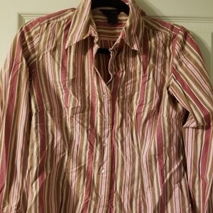 Women's pink and brown button down top